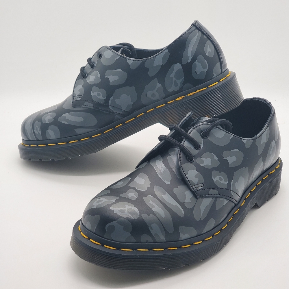 Dr Martens 1461 Distorted Leopard Print Oxfords Shoes Sz 7 Women's New